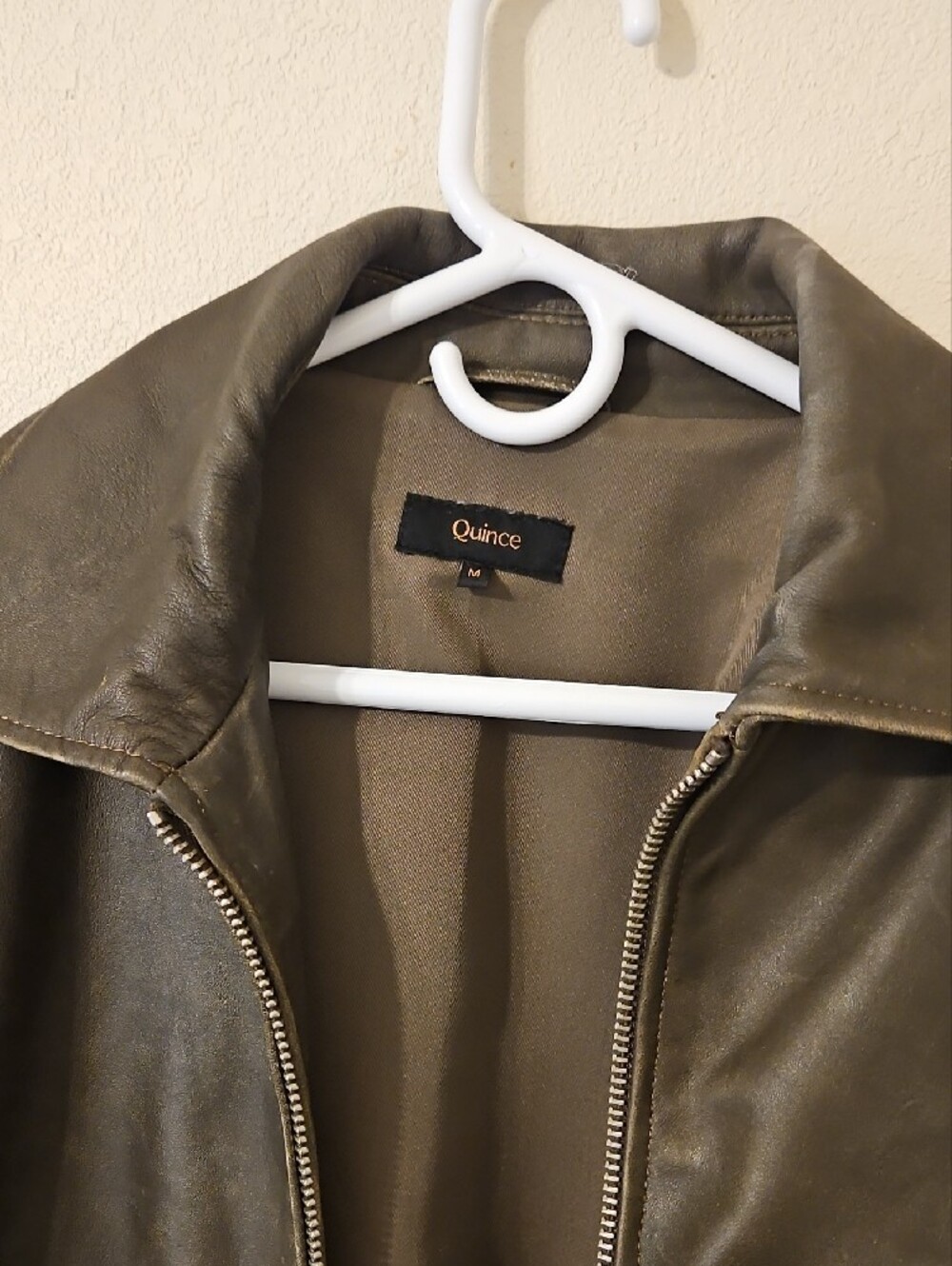 Quince Oversized Leather Bomber Jacket For Women In Distressed Brown Size Medium - Picture 2 of 9